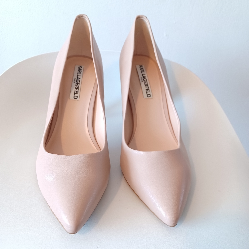 Karl Lagerfeld Blush Pink Pointed Toe Pumps